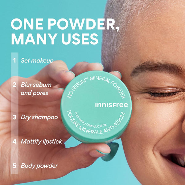 innisfree No Sebum Matte Mineral Powder | Korean Loose Setting Powder for Oil & Shine Control | Blurs Fine Lines & Imperfections | Lightweight,