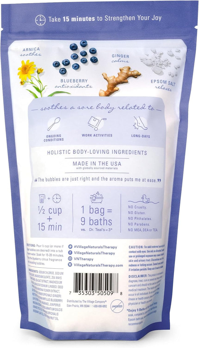 Village Naturals Therapy Comfort Foaming Bath Soak, Blueberry Citrus Scent, 36 O