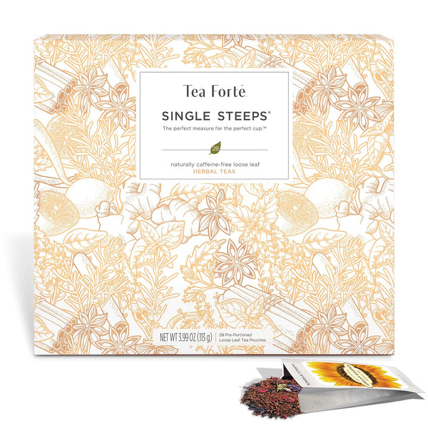 Tea Forte Herbal Tea Assortment Single Steeps Loose Leaf Premium Tea Gift Set Sampler, 28 Count, 2 of Each Assorted Blends Pre-Portioned Single