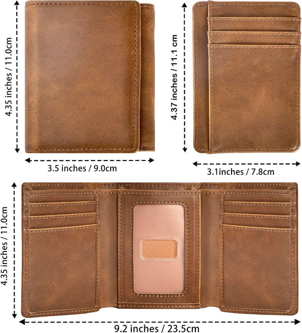 Trifold Wallet for Men Wallets with 8 Card Slot and 2 Money Pocket and 1 Clear Windows Slot + 1 Slim Card Pocket for Credit Card with 6 Card Slot