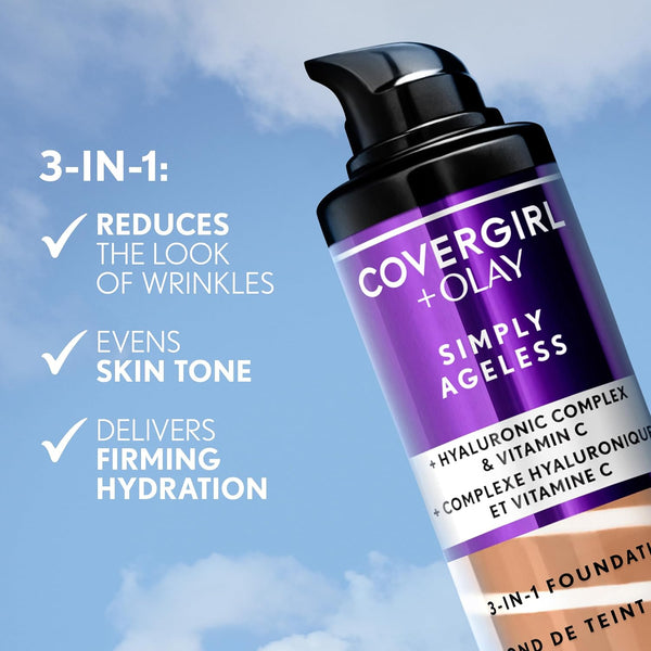 COVERGIRL Simply Ageless 3-in-1 Foundation - 210 Classic Ivory 210 Classic Ivory 1 Fl Oz (Pack of 1)