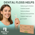 Natural Dental Floss Picks 75 Pack – Organic Biodegradable Floss Sticks with Strong Bamboo Charcoal Thread & Vegan Cornstarch Handle – No