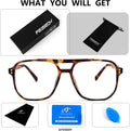 FEISEDY Blue Light Blocking Glasses Fake Nerd Clear Square Computer Lightweight Pilot Glasses Frame Oversized B2866 Leopard Frame 54 Millimeters