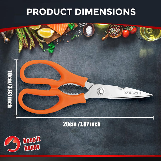 Kitchen Shears, Multi-Function Heavy Duty Dishwasher Safe Poultry Shears, Food Grade Stainless Steel Sharp Utility Sciss