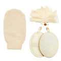 Loofah Exfoliating Body Scrubber Pack - Ramie Shower Pouf, Natural Bath Sponge, Women Bathing Sponges for Exfoliation, Organic Washing Glove, Soft