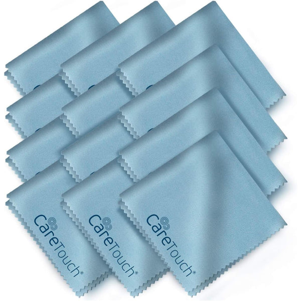 Care Touch Eyeglass Cleaning Cloth - 12 Pack of Microfiber Cleaning Cloth for Glasses, Lenses, Phones and Screens - Large, Lint-Free, Reusable and
