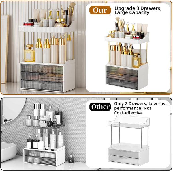 3 Drawers Bathroom Counter Organizer, 5 Tier Makeup Organizer, Versatile Perfume Organizer, Ideal for Bathroom Storage, Vanity, Large Skincare,