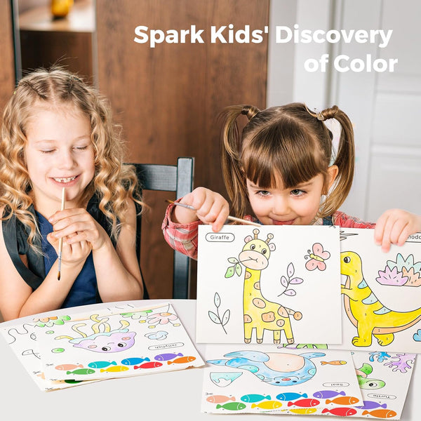 Jar Melo Paint with Water Books for Toddlers, Mess Free Watercolor Painting Activity for Kids Ages 1-3, 2-4, 4-6, Paint by Number Art Craft