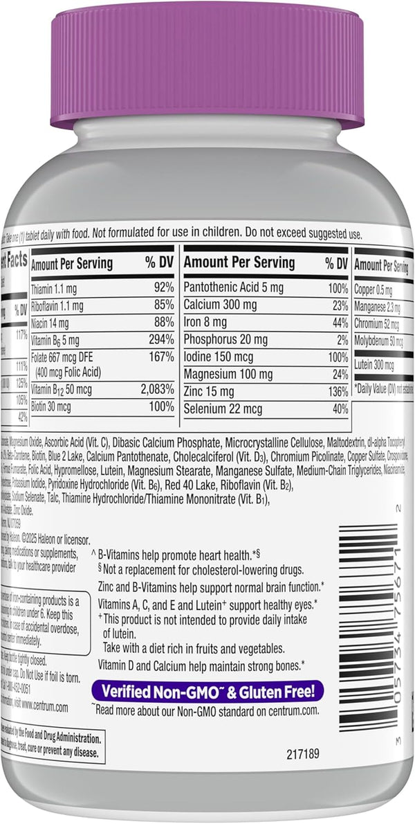 Centrum Silver Women'S Multivitamin for Women 50 Plus, Multivitamin/Multimineral Supplement with Vitamin D3, B Vitamins, Non-Gmo Ingredients,