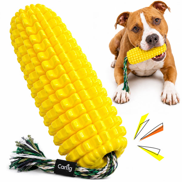 Carllg Dog Chew Toys for Aggressive Chewers, Indestructible Tough Durable Squeaky Interactive Dog Toys, Puppy Teeth Chew Corn Stick Toy for Small