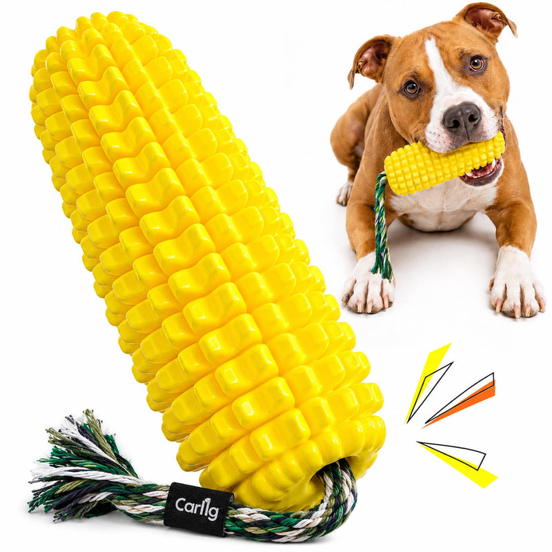 Carllg Dog Chew Toys for Aggressive Chewers, Indestructible Tough Durable Squeaky Interactive Dog Toys, Puppy Teeth Chew Corn Stick Toy for Small