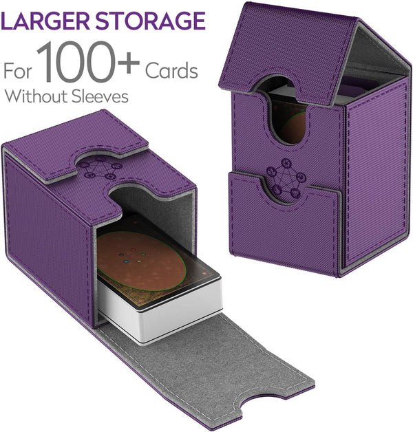 Purple Deck Box for MTG Cards, Trading Card Storage Box with 2 Dividers per Holder, Holds up to 110 Cards