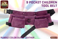 Graintex DS2213 :: 9 Pocket Children Tool Belt Purple Color Suede Leather, Kids Real Tool Belt, Boys and Girls Tool Apron for Home Improvement,