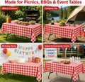 Red Gingham Disposable Picnic Tablecloths 4 Pack, Plastic Table Covers 4 Red