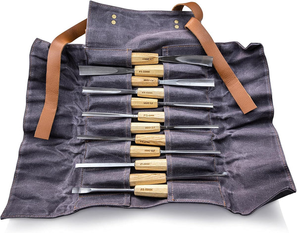 Wood Carving Tools Set of 12 Wood Chisels - Glides Through Wood Like Butter - Quality Carving Tools Chisel Set for All Skill Levels, Woodworking