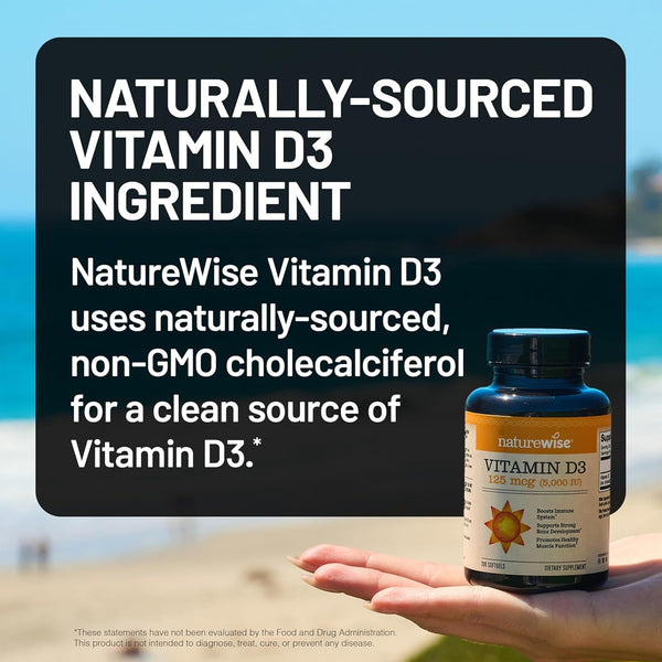 Naturewise Vitamin D3 5000Iu (125 Mcg) 1 Year Supply for Immune Support, Healthy Muscle Function, and Bone Health - Non-Gmo, Gluten Free in