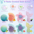 Mermaid Bath Bombs for Kids with Surprise Toys Inside, 8 Pcs Organic Natural Bubble Bath Bombs for Girls,Christmas Birthday Gift for 3 4 5 6 7 8