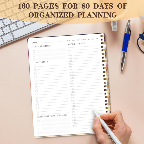TREES Undated Daily Planner, 80-Day To-Do List with Hourly Schedule | Day-on-a-Page Agenda for Hourly Schedules, Priorities, Tasks and Notes,