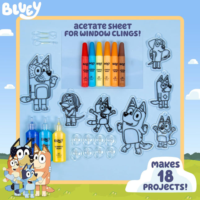 Bluey Window Art Suncatchers Kit for Kids to Paint, Great At-Home Craft Activity