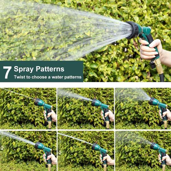 FANHAO Garden Hose Nozzle Sprayer Heavy Duty, 100% Metal Spray Nozzle High Pressure Water Hose Nozzle with 7 Patterns for Watering Garden, Washing