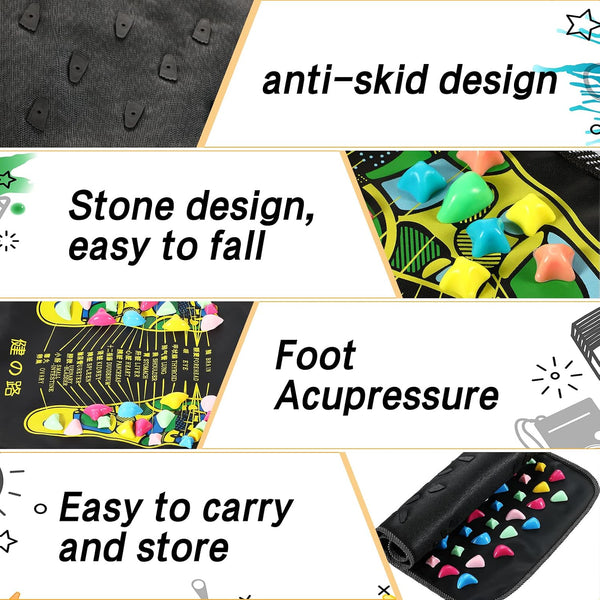 Trelaco Foot Massage Mat Reflexology Walk Stone Road Foot Massage Acupoint Mat for Acupressure Relaxes for Long Sitting Elderly Students and