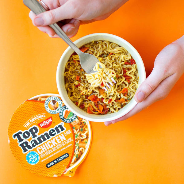 Nissin Top Ramen Bowl Ramen Noodle Soup, Chicken, 3.42 Ounce (Pack of 6) | Quick, convenient meal ready in minutes with just hot water. Chicken
