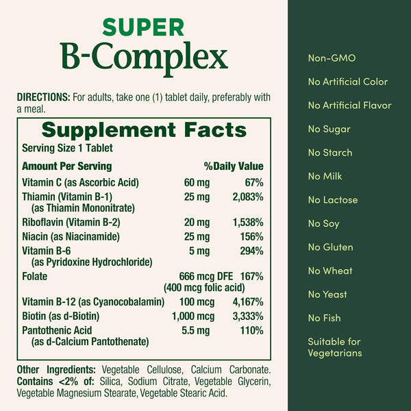 Nature'S Bounty Super B Complex Vitamins with Vitamin C & Folic Acid, Vitamins for Immune & Cellular Energy Support, 150 Tablets