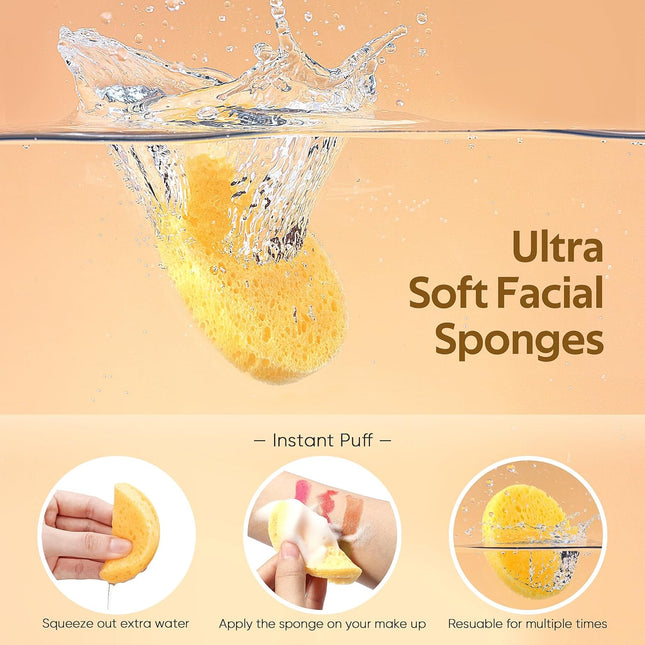 50-Count Compressed, GAINWELL Cellulose, 100% Natural Cosmetic Spa Sponges for Facial Cleansing, Exfoliating Mask, Makeu