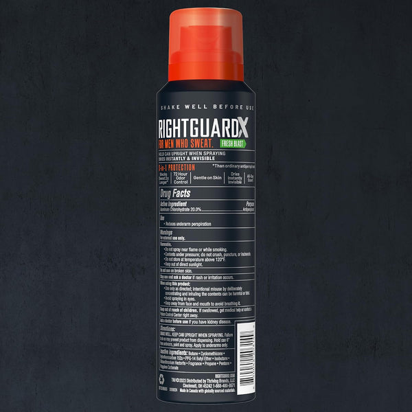 Right Guard Xtreme Defense Antiperspirant & Deodorant Spray | 5-In-1 Protection Dry Spray Deodorant for Men | Blocks Sweat 2X Longer | 72-Hour