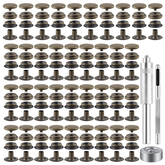 72 Pieces 15MM Snap Fastener Kit Tool Snap Button kit Snaps for Leather Leather Snaps and Fasteners kit for Leather Mari