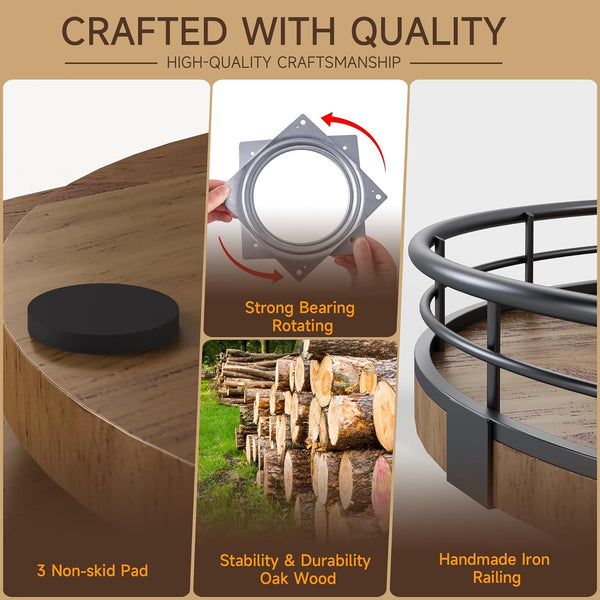 Farmhouse Oak 9" Lazy Susan Turntable Organizer for Cabinet, round Wooden Lazy Susan Organization and Storage for Dining Table, Pantry, Kitchen,