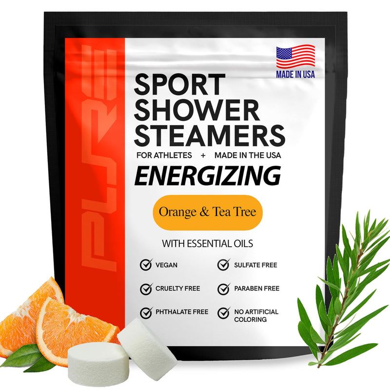 Pure Energizing Sport Shower Steamers - Natural Orange and Tea Tree Essential Oils, Made in USA, FatherÃ¢ÂÂS Day Gifts, Energy Boost for Athletes,