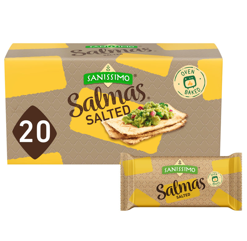 Sanissimo Salmas Salted, 20 packs of 3 Crackers, Oven Baked Corn Crackers, Gluten Free, Non GMO, Kosher Certified Salted (20PK)