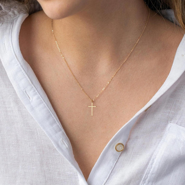 MONOZO Dainty 14K Gold Plated Cross Necklace for Women Jewelry Gifts Trendy | Pearl Cross Pendant Choker Necklaces for Women Girls, Baptism