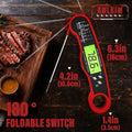 AWLKIM Meat Thermometer Digital, Instant Read Food Thermometer, Red | Waterproof cooking thermometer with doneness chart, backlight, F/C switch
