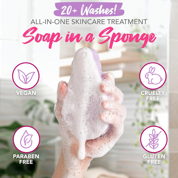 Spongeables Anti Cellulite Body Wash in a 20+ Wash Sponge, Lavender, 1 Count Lavender 1 Count (Pack of 1)