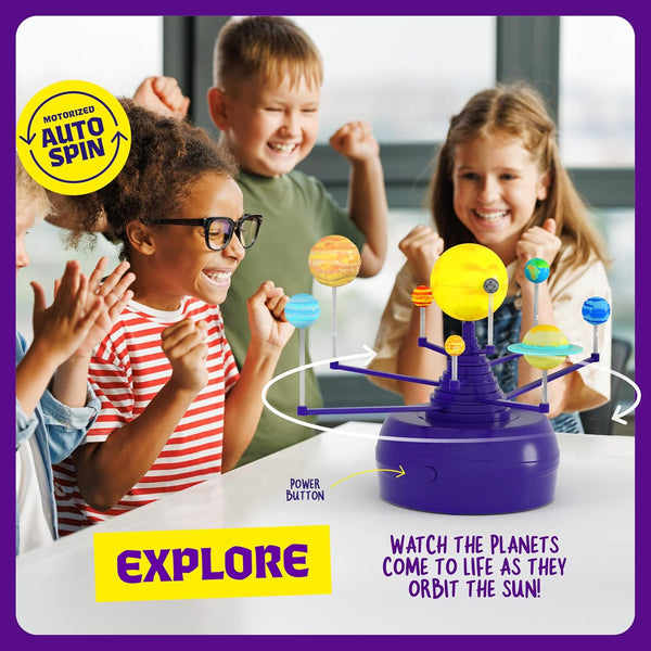 Dan&Darci 360° Orbiting Solar System for Kids - Paint & Build Model Kit - Arts and Crafts for Kid Ages 8-12, 4-6, 4-8, 6-8 - Space Toys 8-10 -