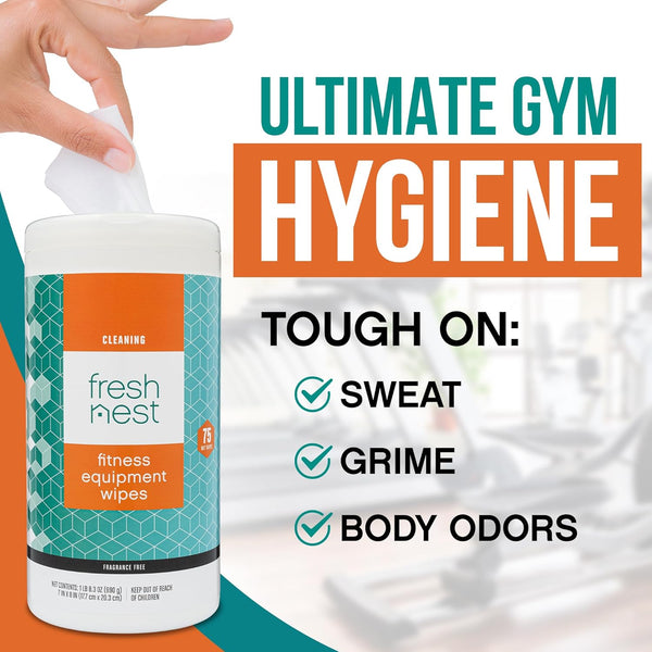 Fitness Equipment Wipes - Cleaning Wipes for Yoga Mats, Pilates Studios, Gyms, Peloton & Cycle Bikes, Spas - Fragrance-Free Wipes Surface Cleaning