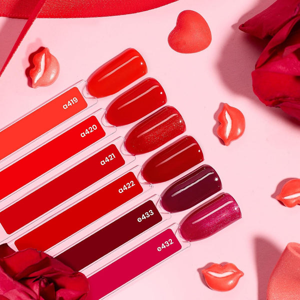 Beetles Red Gel Nail Polish Set, 15ML Burgundy Wine Shimmer Gel Polish | 6 Color Collection with Color-Matched Bottles Featuring Red Burgundy And