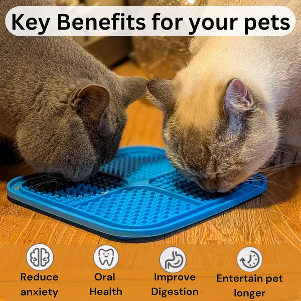 Dog Lick Mat - 2 Pack Slow Feeder for Dogs & Cats to Keep Them Busy Ideal for Grooming & Bathing - Anxiety Relief & Calming Beige & Gray