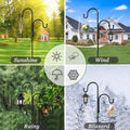 Double Shepherds Hooks for Outdoor, Bird Feeder Pole with 5 Prongs Base, Heavy Duty Garden Hook for Lantern, Wind Chime and Hummingbird Feeder, 45