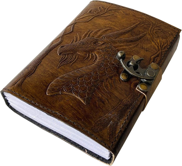 Embossed Leather Bound Journal Dragon Game of Thrones Diary with Clasp Lock Vintage Perfect Notebook Blank Book of Shadows Unlined Paper