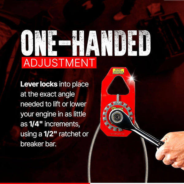Engine Hoist Sling | No Chain Hoist Hassle | 1 Ton Capacity | 45 Degree Tilt | Single Hand Operation | Easy Engine Swap | Mounting Cleats Fasten