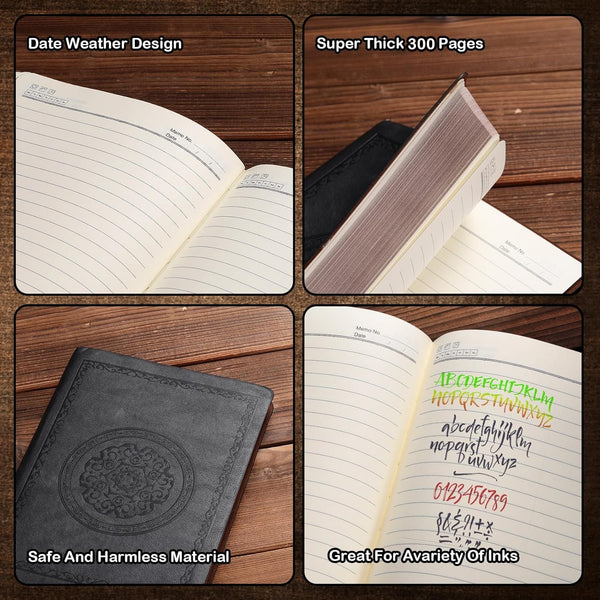Fetinar Leather Vintage Journal Notebook,300 Pages,Leather Softcover Lined Journal Notebooks for Women Men,Notebook Journals for Writing
