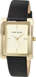 Anne Klein Women's Leather Strap Watch Black/Gold