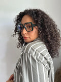 VISOONE Oversized Chunky Blue Light Blocking Glasses for women Harvard Emerald Green Large