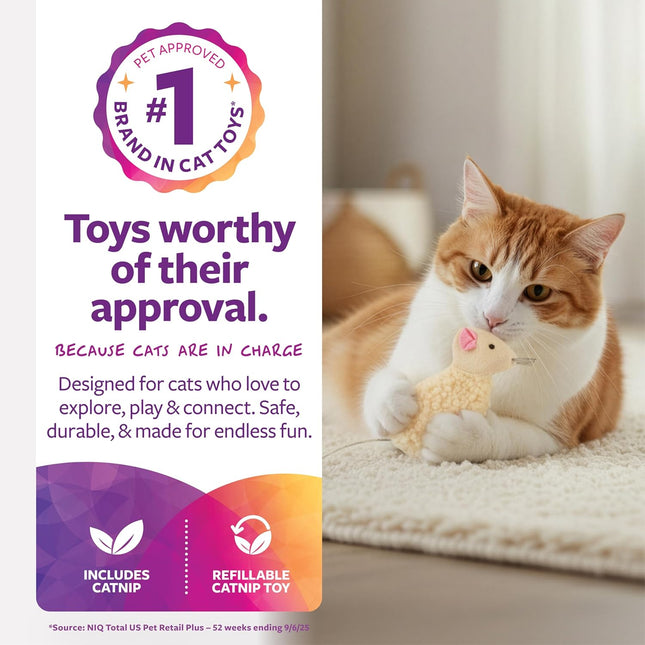 Smartykat Madcap Mania Refillable Plush Catnip Cat Toy, Includes Catnip Tube - R