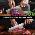 PAUDIN Nakiri Knife - 7" Razor Sharp Meat Cleaver and Vegetable Kitchen Knife, High Carbon Stainless Steel, Multipurpose Asian Chef Knife for Home