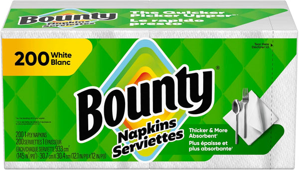Bounty Paper Napkins, White, 200 Count, Packaging may vary 200 Count (Pack of 1)
