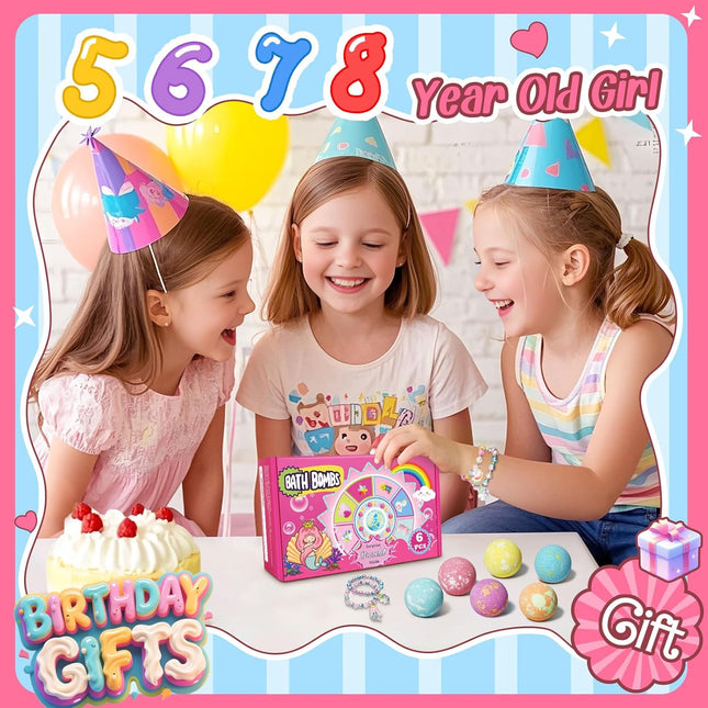 Unicorn Bath Bombs for Kids Girls with Bracelet Inside, Sanyi Bubble Bath Toys B